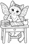 Fairy Cat Doing Homework