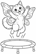 Fairy Cat Jumping on Trampoline