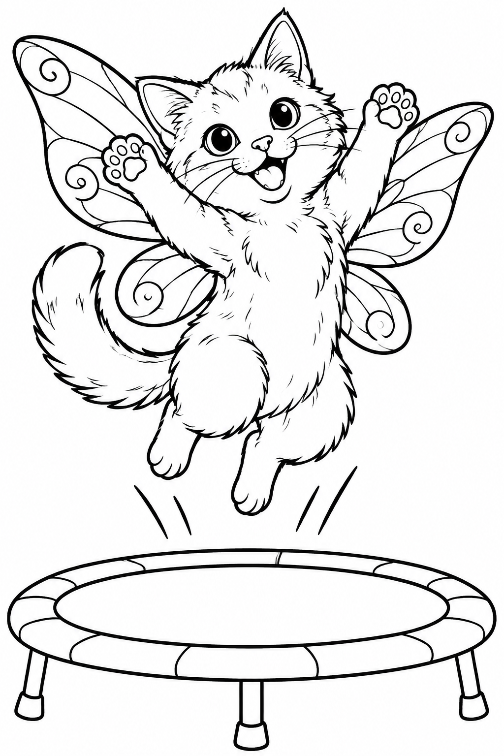 Fairy Cat Jumping on Trampoline