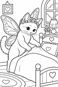Fairy Cat Making Bed