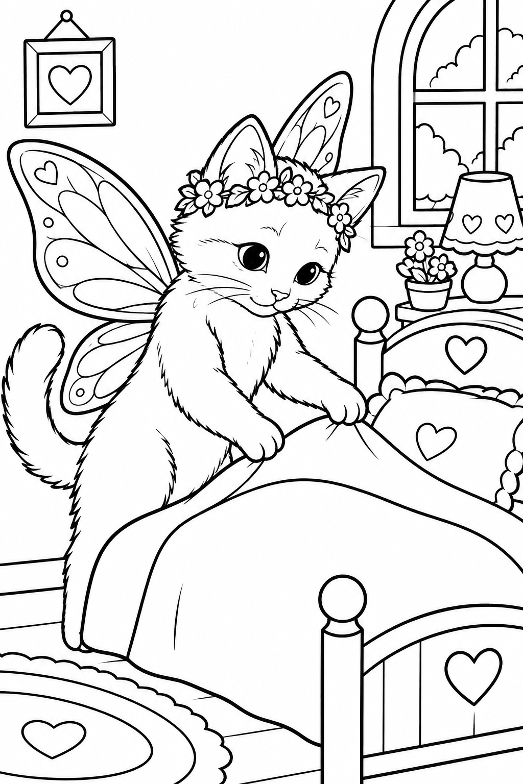 Fairy Cat Making Bed